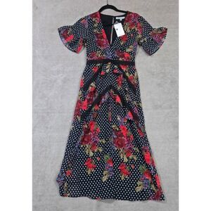 Hope & Ivy Maxi Dress Size 6 Floral Polka Dot Lace Garden Party Tea Romantic